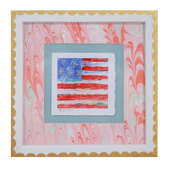 White + Pink Marble Flag
