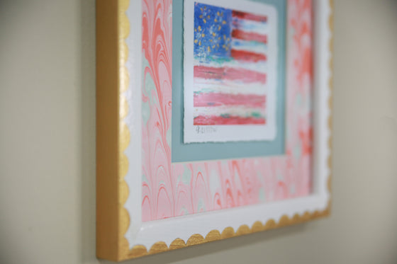 White + Pink Marble Flag