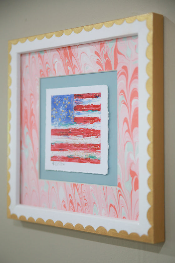 White + Pink Marble Flag